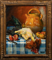 Early 20th Century French Still Life Chicken & Fruit by MARCEL DYF (1899-1985)