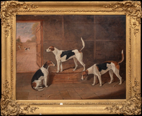 19th Century Dog Foxhounds Paradox Patience & Promise EDWARD CORBET (1815-1899)