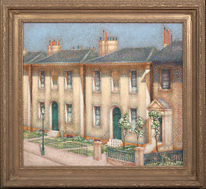 Large Early 20th Century Pointillist  "Suburbia" by Hugh GRESTY (1899-1958)