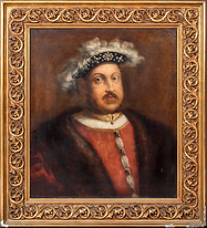 Large 17th European School Portrait King Of England Henry VIII (1491-1547)