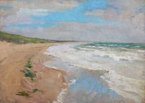 Large French Impressionist Beach Landscape Jean-Franck Baudoin (1870-1961)