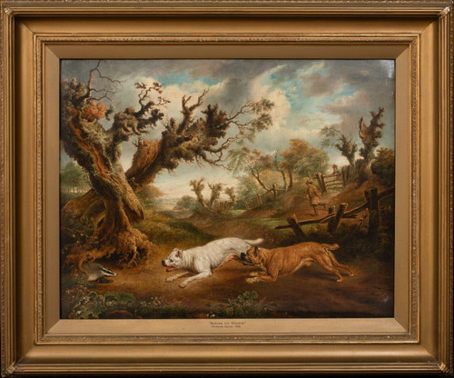 Large 19th Century English Bulldog Badger Hunt - Charles TOWNE (1763-1840)