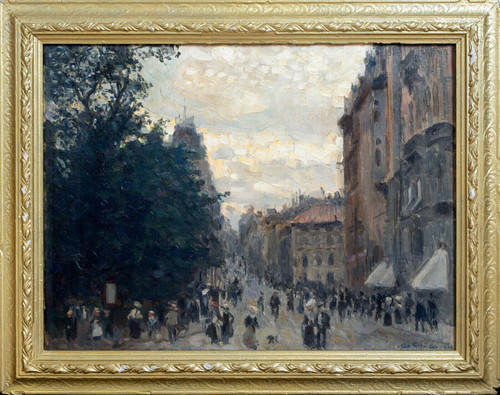 19th Century Impressionist Stockholm Street Scene - by Axel Erdmann (1873-1954)