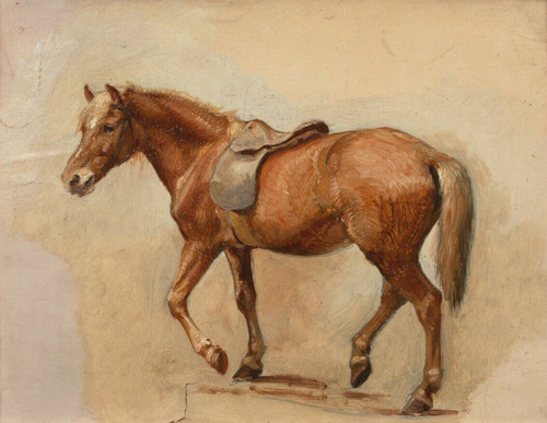 19th Century Portrait Of A Chestnut Horse Alfred William Strutt (1856-1924) 