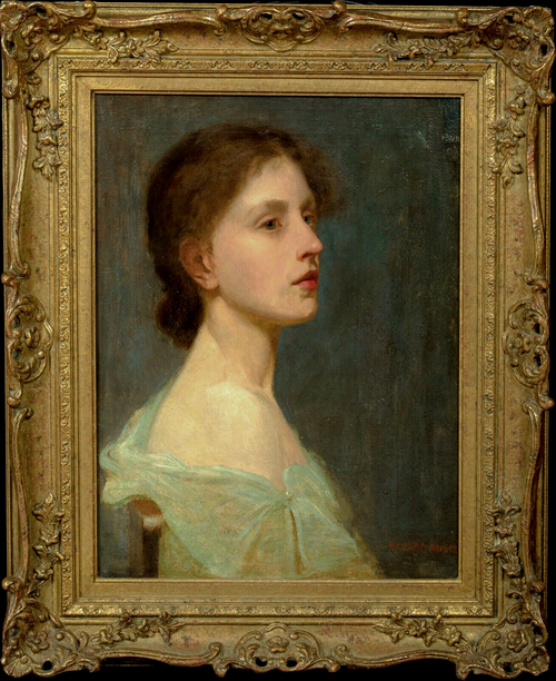 19th Century Newlyn School Side Profile Portrait Of A Young Girl - ROBERT ANDREW