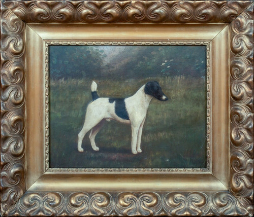 19th Century English Dog Portrait Black & White jack Russell Terrier CROWTHER