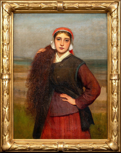 19th Century Portrait Beach Girl Portrait Charles Sillem LIDDERDALE (1831-1895)