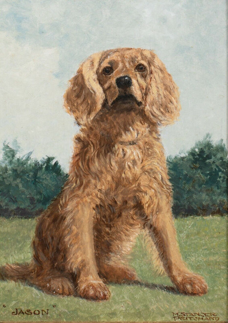 Early 20th Century English School Portrait Of A Brown Spaniel Dog "Jason"