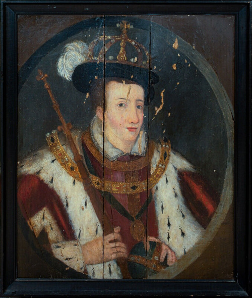 Large 16th Century Coronation Portrait King Edward VI Of England & Ireland