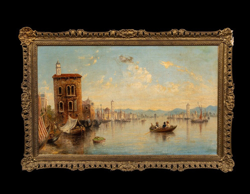 Huge 19th Century View Of Venice Italy Canal Venezia JAMES SALT (1850-1906)