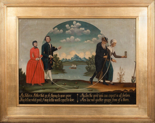Large 18th Century English School Marriage Allegory The Passage Of Love