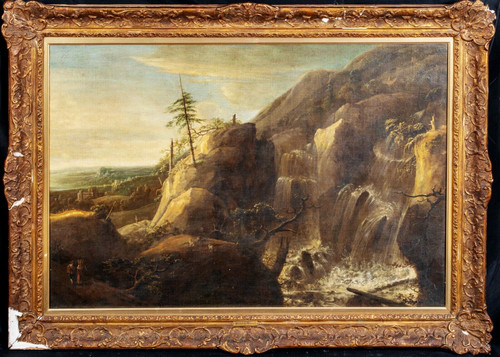 Huge 17th Century Dutch Old Waterfall Landscape Jacob Isaakszoon VAN RUISDAEL