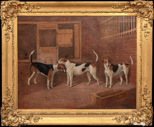 19th Century Dog Foxhounds Shiner Primrose & Princess EDWARD CORBET (1815-1899)