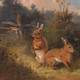 19th Century  Study Of Wild Rabbits Hares Hunting William Melchior (1817-1860)