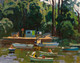 Large 20th Century Russian Impressionist Hot Spring Resort River Landscape
