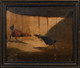 Set Of 4 19th Century English Cock Fighting Scenes Antique Oil Paintings 
