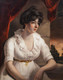 Large 19th Century English School Seated Portrait Of A Lady Wearing White Dress
