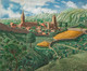 Large 1930 French Valley Village Harvest Landscape Charles GINNER (1878-1952)