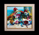 Large 20th Century European Still Life Summer Flower At the Window By The Sea