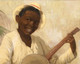 19th Century American School Portrait Of An African American Boy Playing Banjo 