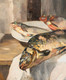 Large 1931 French Kitchen Still Life Of Fish by Jacques Rothenbach