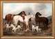 Large 19th Century Scottish Moors Horses & Hound Dog Hunting Landscape CLEMINSON