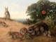 Large 19th Century Family of Rabbits Landscape - Henry Barnard Gray (1844-1871)