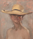 20th Century Irish Nude Lady Portrait "The Hat" by TOM QUINN (1918-2015)