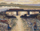 Large Early 20th Century Bristol Post Impressionist Trains & Boats At Sunset