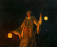 Large 19th Century Orientalist Moonlit Portrait of A Woman & Lantern At Night
