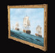 Large 19th Century Dutch Ships Whaling Whale Hunting Marine Oil Painting