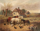 19th Century Farm Horses Chickens Pigs by John Frederick II HERRING (1815-1907)