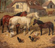 19th Century Farm Horses Chickens Pigs by John Frederick II HERRING (1815-1907)