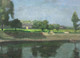 Early 20th Century English River Thames At Barnes Rowing Landscape RUSKIN SPEAR