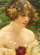 19th Century American Impressionist Portrait Girl Garden Flowers ROBERT REID