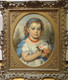 Large 19th Century English Portrait of A Girl Wearing Ribbons & Bouquet Of Roses