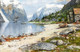 Huge 19th Century Norwegian Fjord Mountain Landscape Norway ADELSTEEN NORMANN
