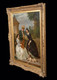 Large 19th Century French Music Recital Garden Portrait & Hound Dog SIGNED