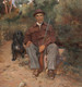 19th Century Italian Portrait Of A Sportsman Hunter & His Spaniel Dog SAVINI