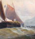Huge 19th Century English Marine Oil Ship Sailing Hay Barge Off The Coast Signed