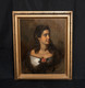 Large 19th Century Spanish School Portrait Of A Young Lady Wearing A Rose