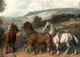 Large 19th Century Plough Horses Returning Home Farm Landscape A F W BURTON