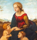 19th Century Italian Old Master Madonna & Baby In Gold Altarpiece Frame RAPHAEL