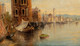 Huge 19th Century View Of Venice Italy Canal Venezia JAMES SALT (1850-1906)