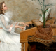 Large 19th Century French Paris Girl Piano Portrait Berthe BURGKAN (1855-1936)