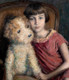 Large 1926 Girl Portrait & Teddy Bear by RENE MARIE JOLY DE BEYNAC (1876-1978)