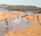 Hueg 20th Century English Summer Beach Scene Children Playing ANDREW MACARA