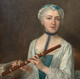 Large 18th Century French School Portrait Of a Lady Holding A Flute Musical