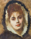 Large 19th Century French Lady Portrait Fur Hood Gustave Jean JACQUET