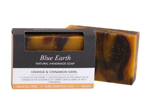 BLUE EARTH HEMP SOAP - ORANGE & CINNAMON SWIRL - REGULAR 85g BLUE EARTH HEMP SOAP - ORANGE & CINNAMON SWIRL - REGULAR 85g